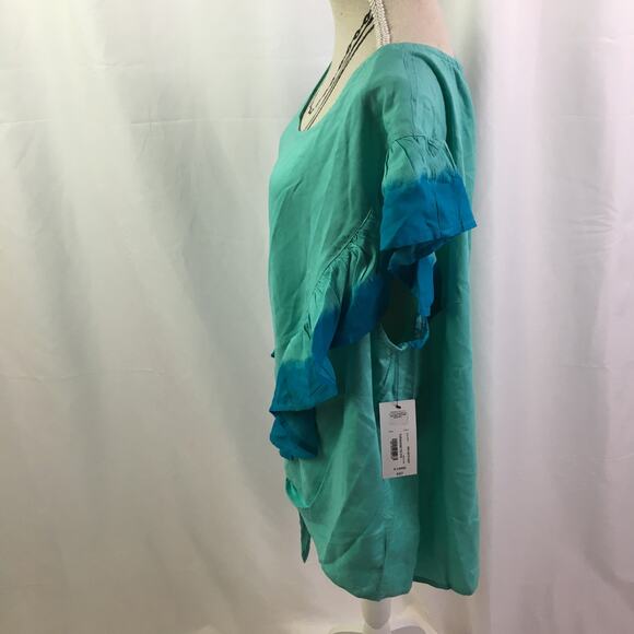 A.n.a Ruffle short sleeve tee turquoise tie dye XL - Picture 8 of 13